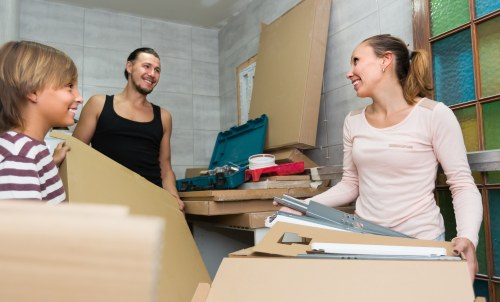 Moving van and packed boxes ready for a home move in Shepherds Bush