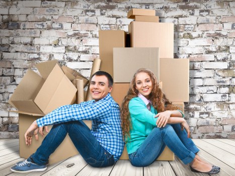 Packed boxes and belongings ready for student removals Shepherdsbush
