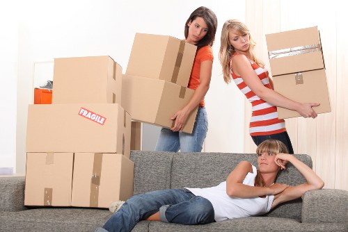 Packed boxes and household items prepared for same day removal service